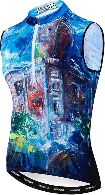 JPOJPO Mens Cycling Jersey Vest Bike Sleeveless Shirt Reflective 3-Pockets Tops