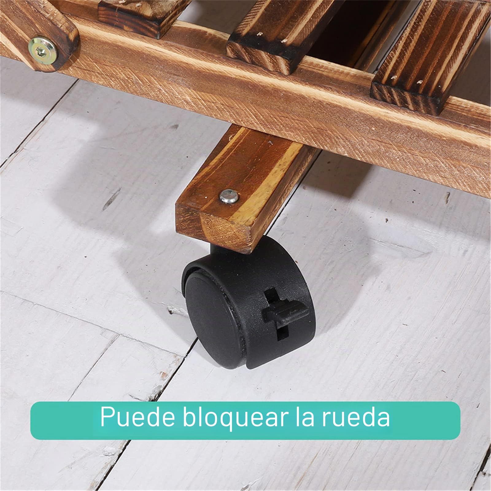 unho Estanteria para Macetas Ruedas Exterior Interior, Soporte para Plantas de Madera con 6 Niveles Estante Decorativo para Macetas para Oficina Jardín Patio Balcón Salón 95 × 25 × 102cm