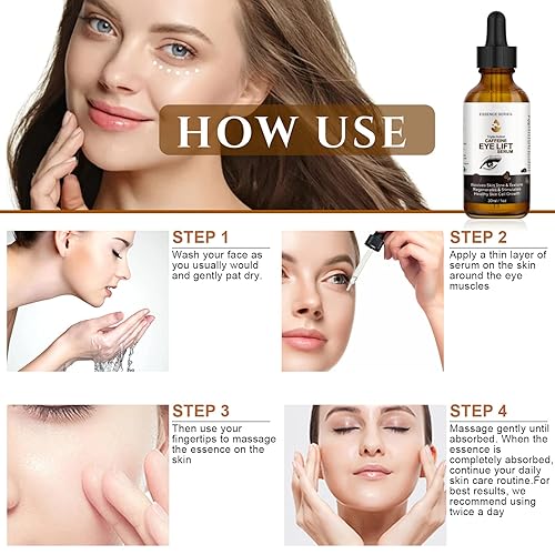 Miniatura 6 de Suero de ojos con cafeína de 2 piezas, crema de ojos para ojeras e hinchazón, con EGCG, ácido ascórbico, colágeno, suero de elevación de ojos con