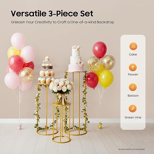 Miniatura 2 de DYRABREST 3 soportes de metal para plantas, jarrón redondo dorado para anidar, mesa auxiliar, soporte de flores para interiores, maceta de esquina,