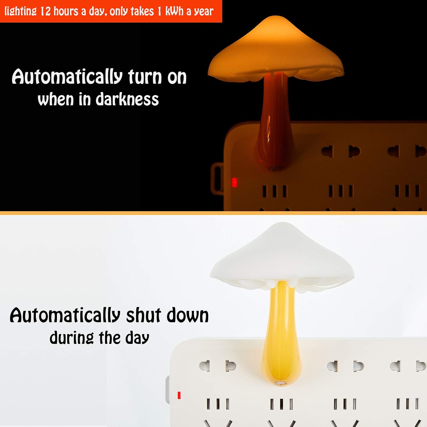 Mudder 2Pcs Mushroom Night Light Plug in Wall Lamp, Yellow with White Cover image 4