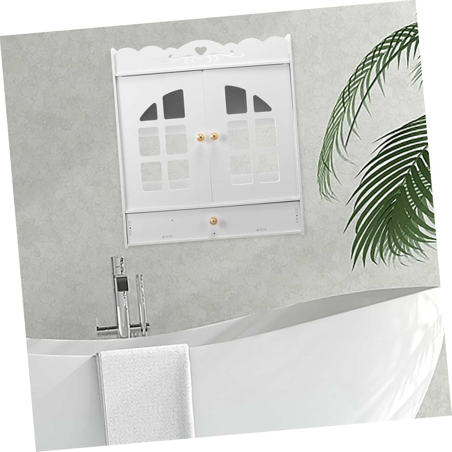 Lurrose Bathroom Shelving Mount Storage Organizer Makeup Storage Holder Wall Mount Cabinet