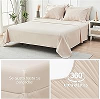 Vista 7 de HYMOKEGE - Juego de edredón tamaño queen, color beige, de sirsaca, de 7 piezas, para todas las estaciones, en una bolsa, para dormitorio, sábanas