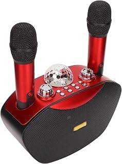 LED Karaoke Machine, Karaoke Speaker Portable 150Hz-15kHz Noise Cancelling for Car for Party for Cellphone Reddish black