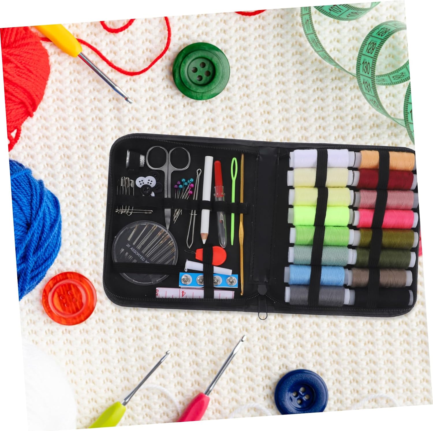 NUOBESTY 79pcs Sewing Carrying Case Head Sewing Sewing Needles Tape Measure Safety Sewing Kit Accessories Sewing Accessories Sewing Thread Travel Portable