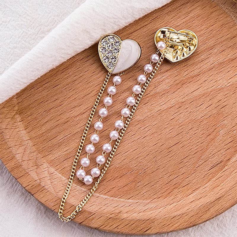Image of Vintage Sweater Shawl Chain Brooch for Women Clips Antique Cardigan Clip Collar Holders Decorations Dress Sweater Collar Brooch Pins Girls Straps anti-slip chain