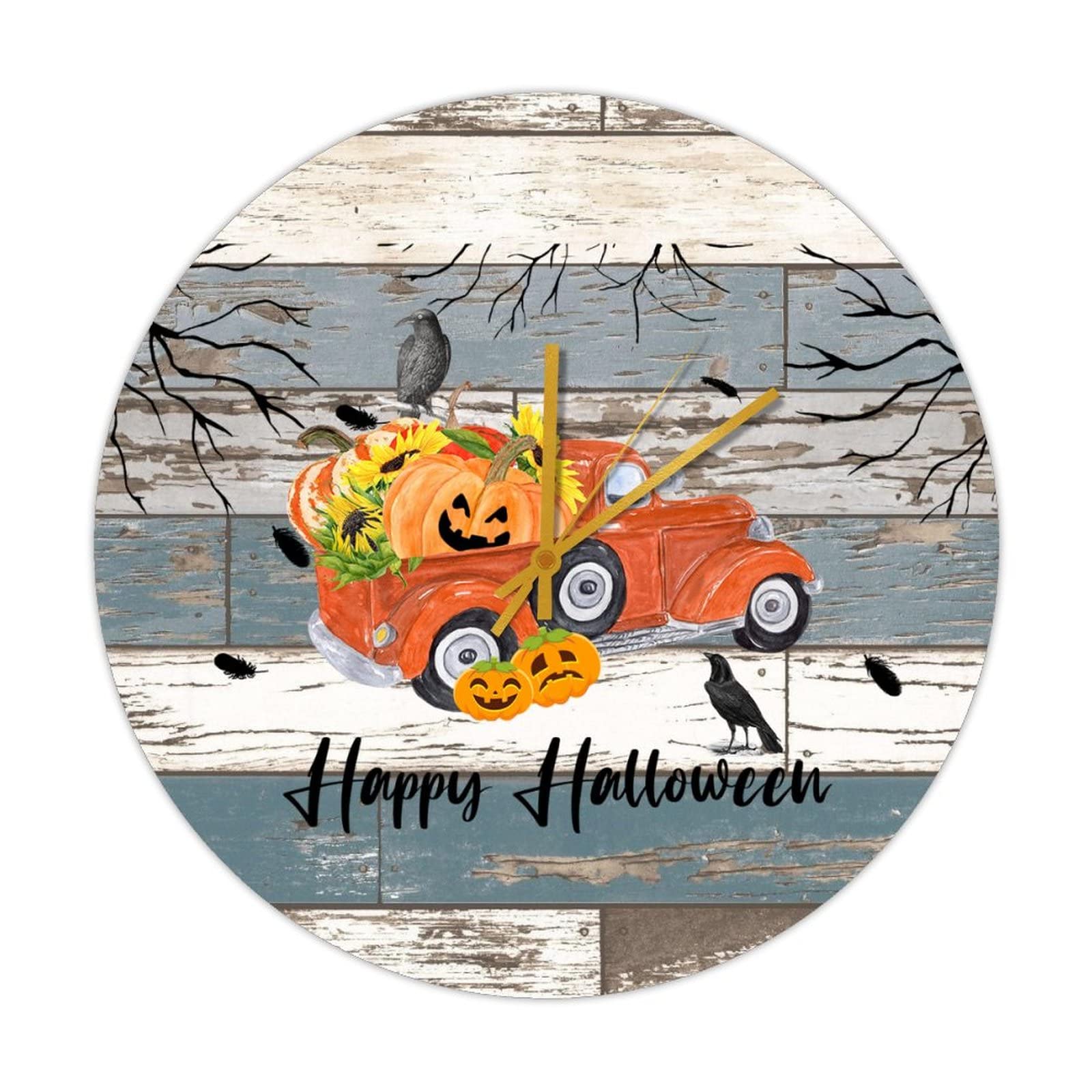 Horloge murale silencieuse Halloween en bois sans tic-tac pour salon