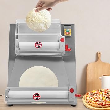 Pizza Press Dough Roller Sheeter,4-12" Commercial Electric Automatic Pizza Making Rolling Machine,Adjustable Thickness Heavy Duty Pasta Maker for Various Types of Dough 370W