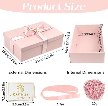 Pink Gift Boxes with Lids Large 25x18x8.5cm