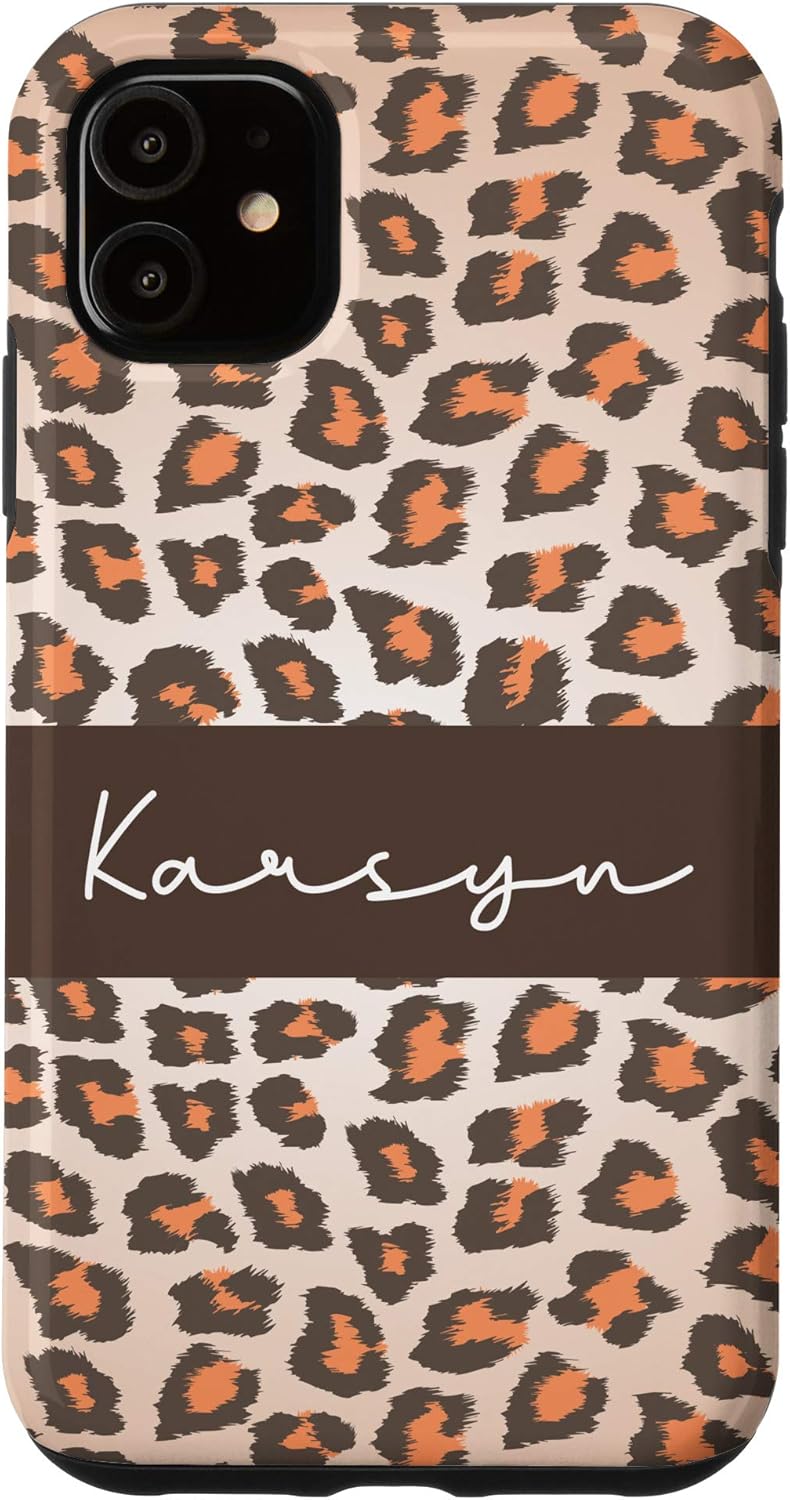 iPhone 11 Karsyn Name Personalized Gifts Leopard Print Girls Phone Case