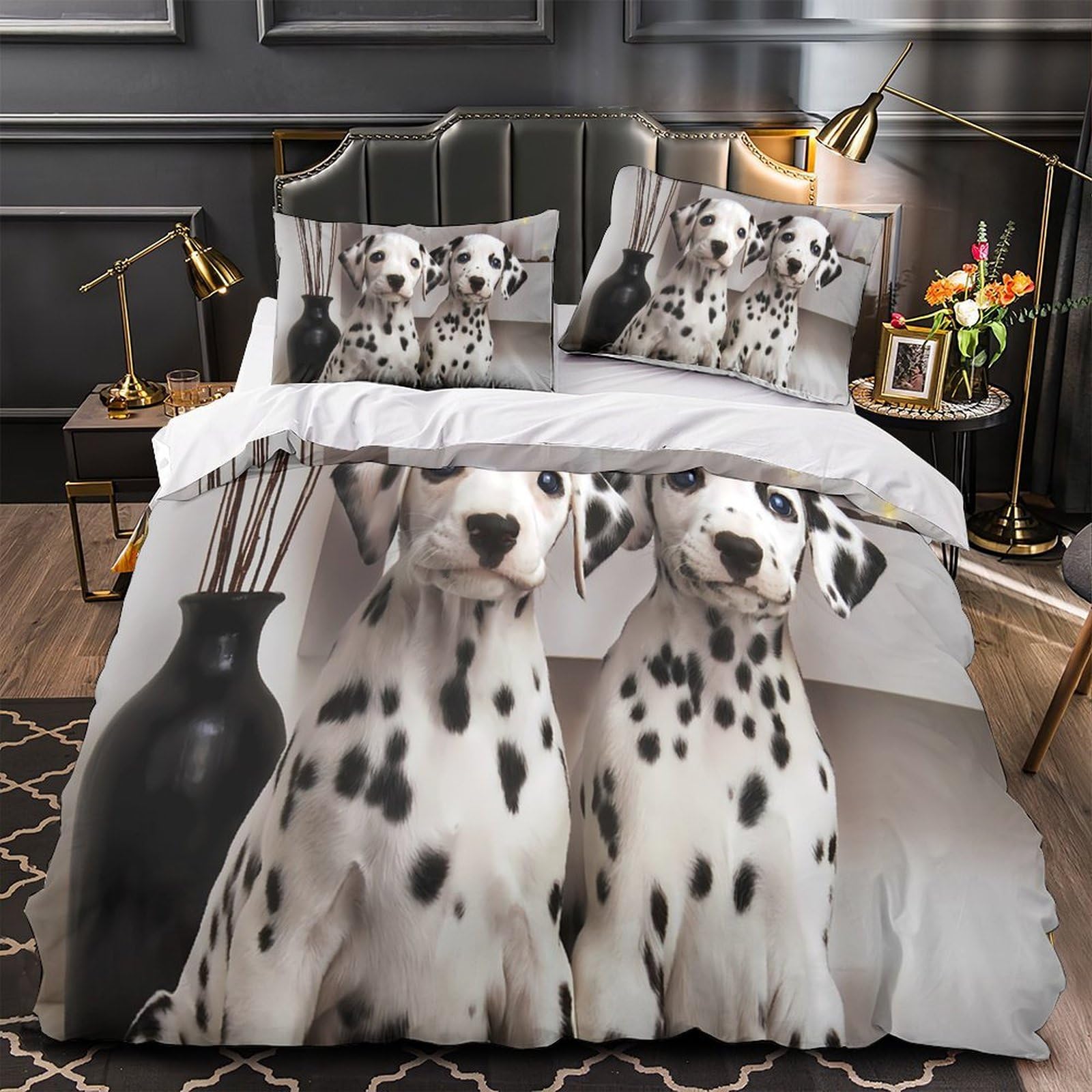 Housse de couette dalmatien pour lit double de chambre d'enfant