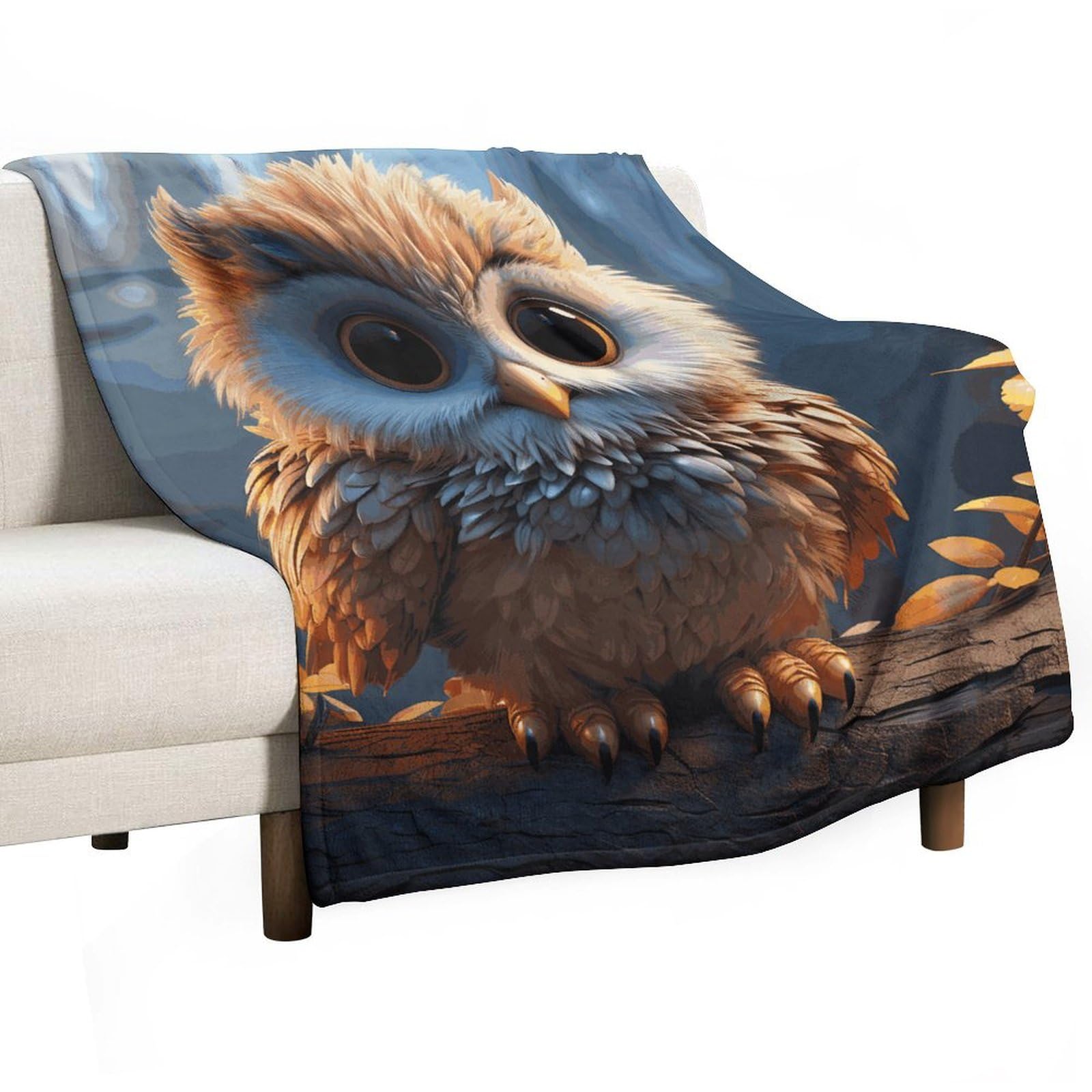 Couverture en flanelle pour camping et pique-nique imprimé hibou