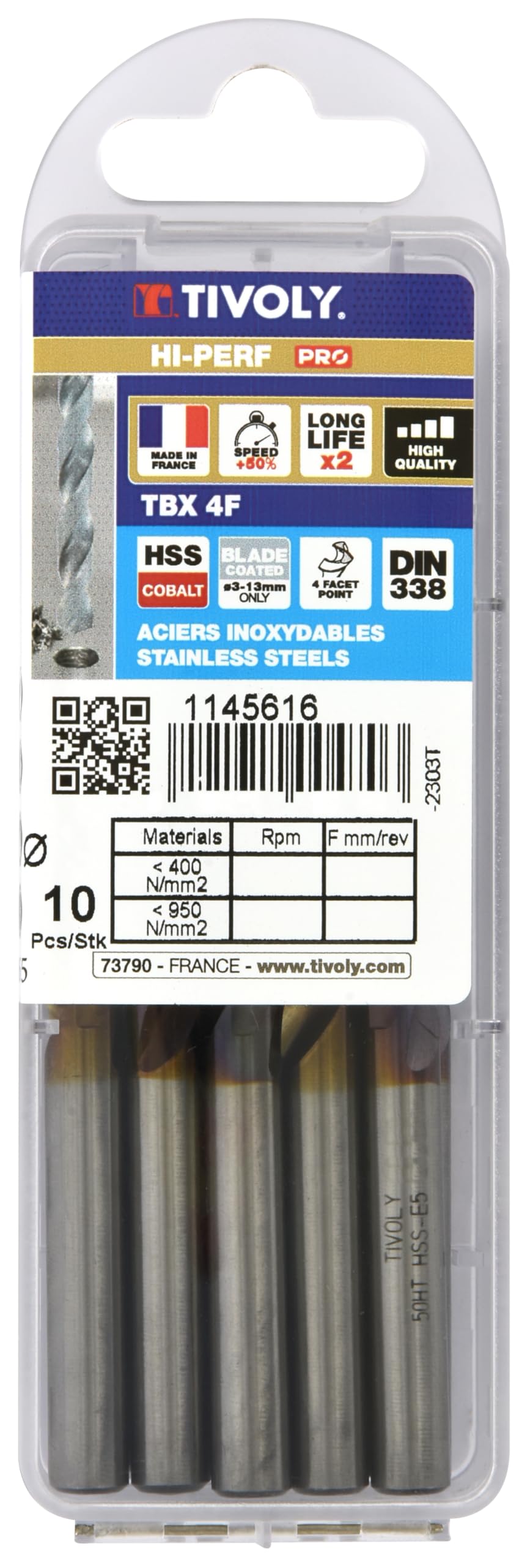 Forets Métal HSS-Cobalt TIVOLY Ø8mm pour perçage acier