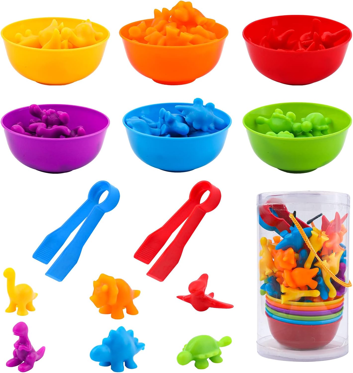 LUTER 48pcs Counting Dinosaurs Toys, Educational Toys Color Sorting for ...