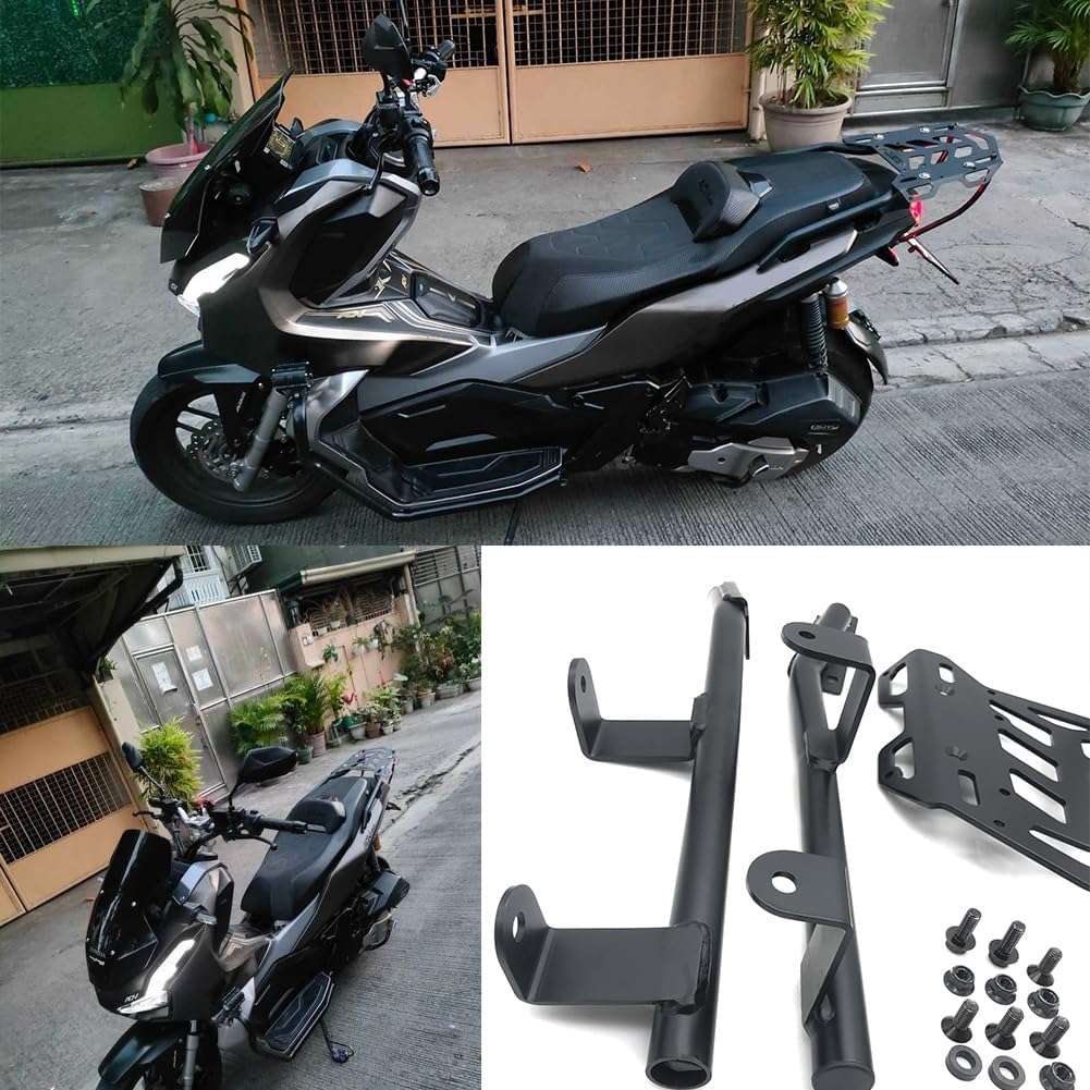 2024 ADV 160 Accessories, Rear Luggage Cargo Rack for ADV160 ADV-160 2023-2026, Motorcycle Rear Tail Storage Racks Extended Shelf Bar Carrier Top Mount Bracket Plate Kit Tailbox Fixer Holder (No.1)