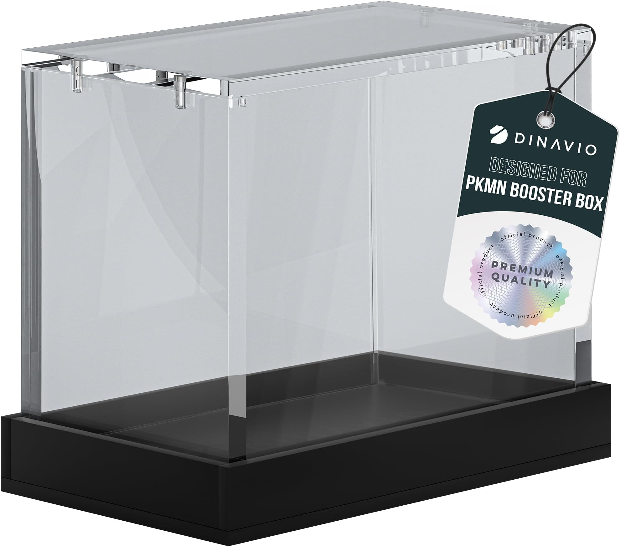 Dinavio Crafthouse PKMN Booster Box Case Acrylic Display - Booster Box Protector Case - 8mm + 5mm Acrylic 5x3mm Magnets - Compatible with PKMN Booster Boxes (Black Base)