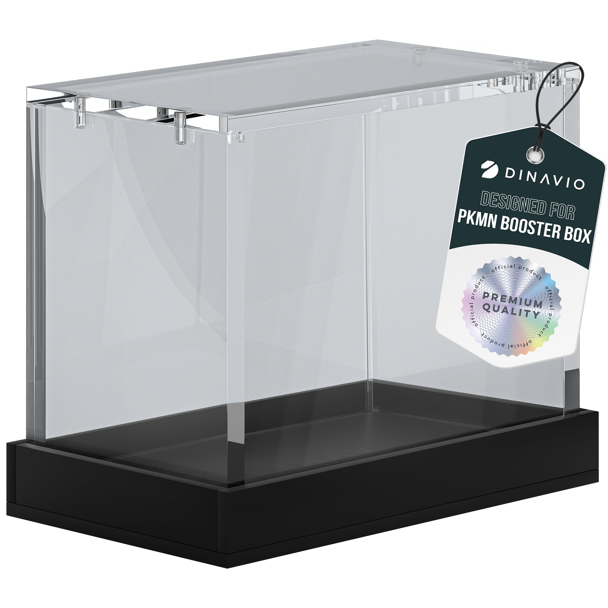 PKMN Booster Box Case Acrylic Display - Booster Box Protector Case - 8mm + 5mm Acrylic 5x3mm Magnets - Compatible with PKMN Booster Boxes (Black Base)