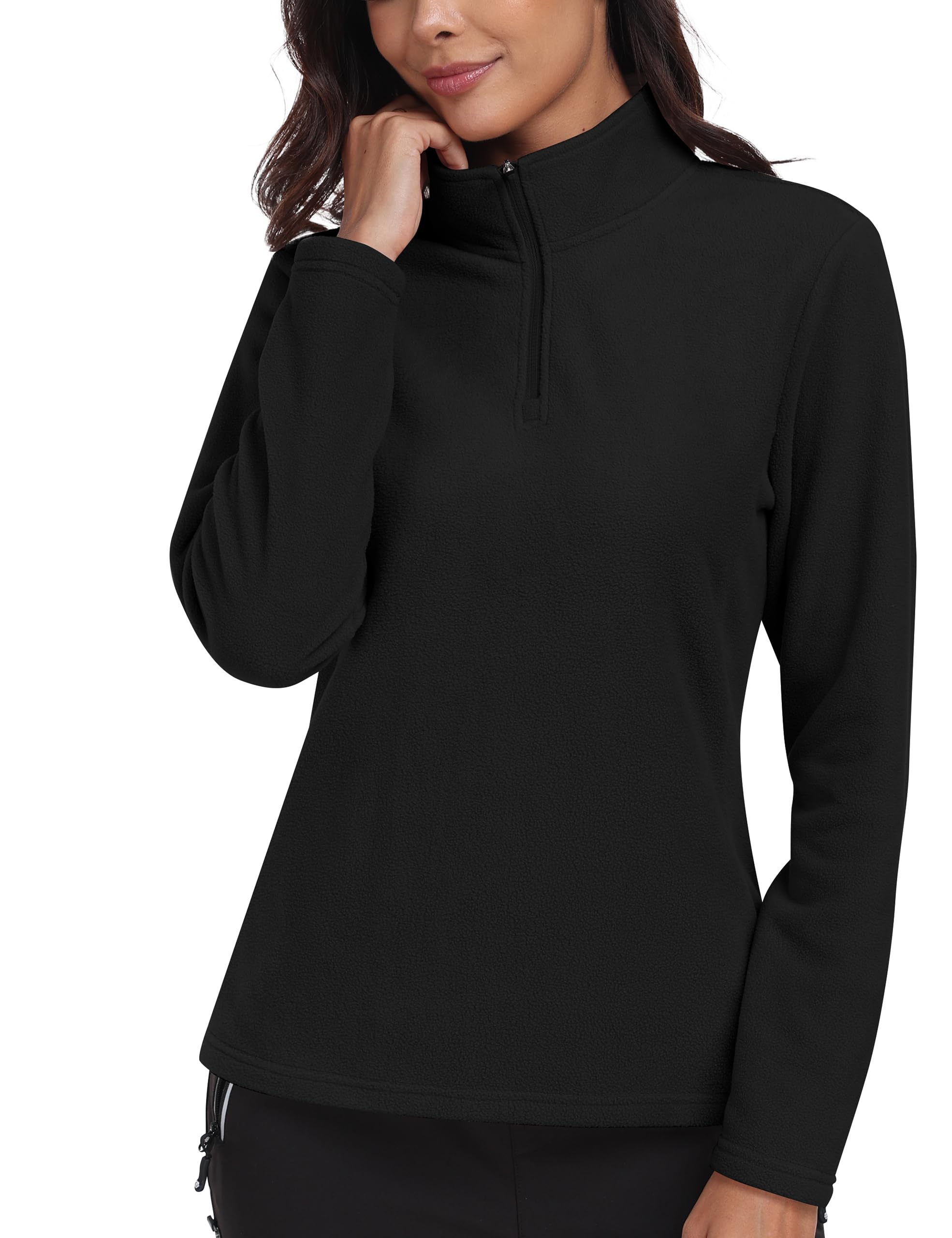 MoFiz Felpa Donna Sweatshirt Manica Lunga Sport Maglia 1/4 Zip