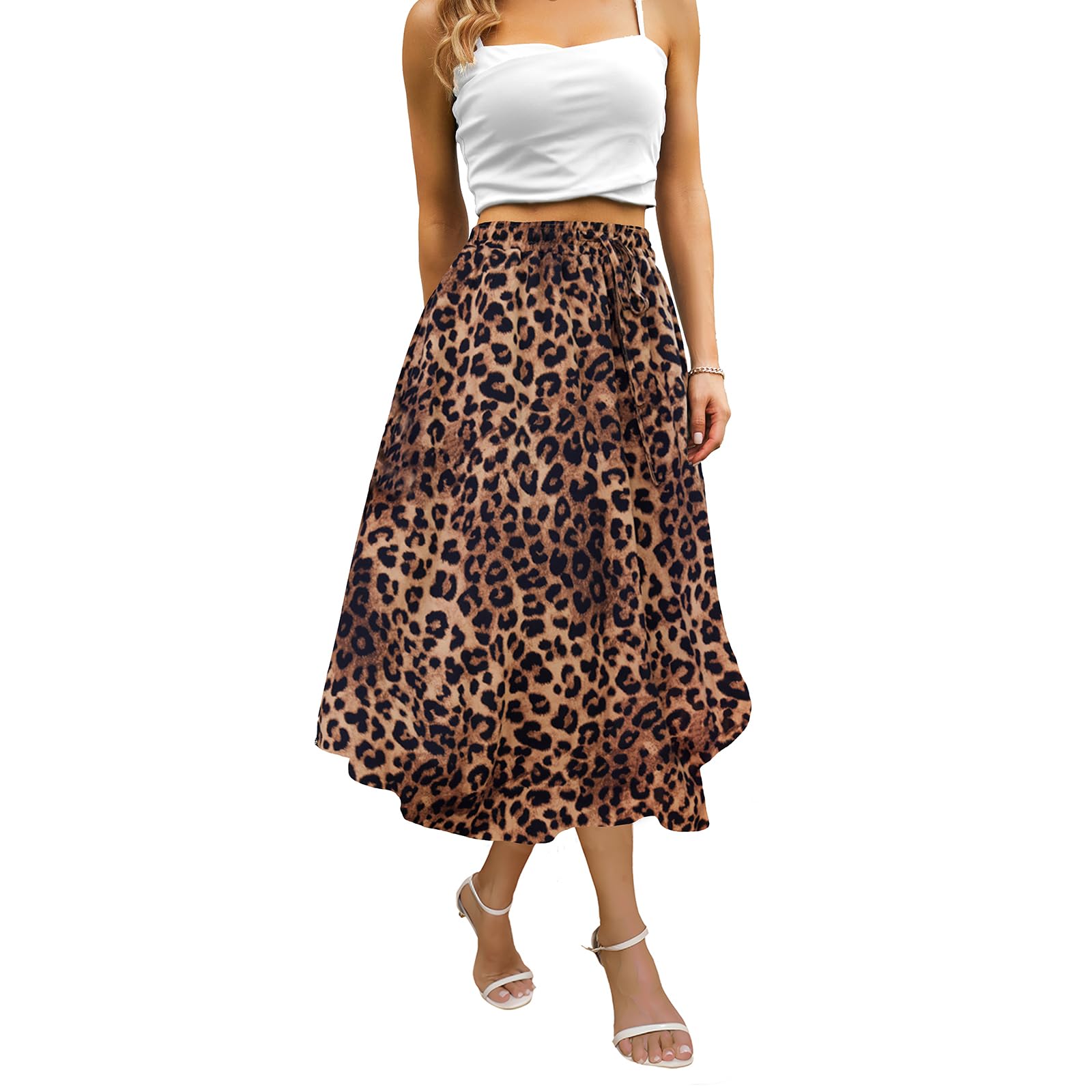 Maxi Skirts for Women with Pockets Long Midi Length Casual Skirt for Beach Party Holiday