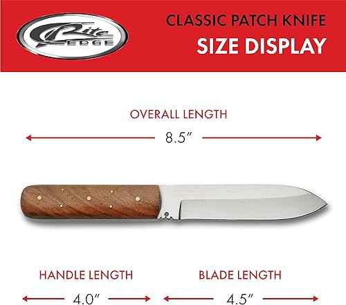 Miniatura 3 de Szco Supplies Cuchillo de parche de hoja fija de espiga completa con mango de madera clásico de 8.5 pulgadas con funda de cuero, marrón