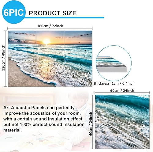 Miniatura 2 de Paneles acústicos artísticos, paquete de 6 pinturas autoadhesivas de pared grandes para decoración de pared, paneles absorbentes de sonido para
