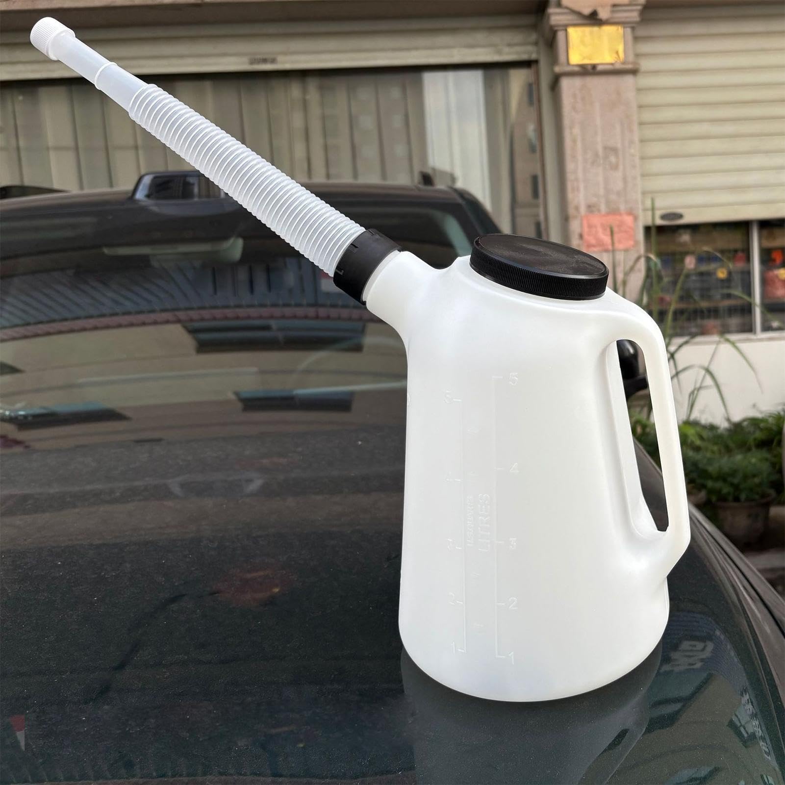 Bidon À Huile,Contenant De Vidange De Fluides De 5 Litres Avec Bec Verseur Et Couvercle,Conteneur Gradué pour Mesure d'Huile Moteur | pour Vidange Moteur de Voiture et Machine Cuisine
