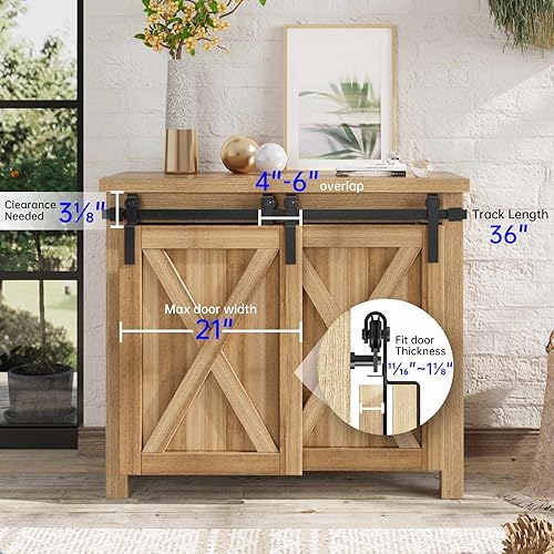 Miniatura 9 de EaseLife Kit de rieles de puerta corrediza de granero de 8 pies, fácil de instalar, se desliza suavemente silenciosamente, se aplica para soporte de