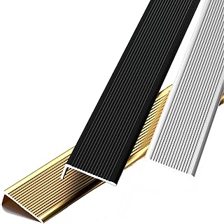 Anti Slip Step Edge Trim,900mm Aluminium Stair Nosing Edge, Metal Step Edging Trim Strips for Wood Stairs, Can Be Cut(Gold,90cm L 70mm*30mm)