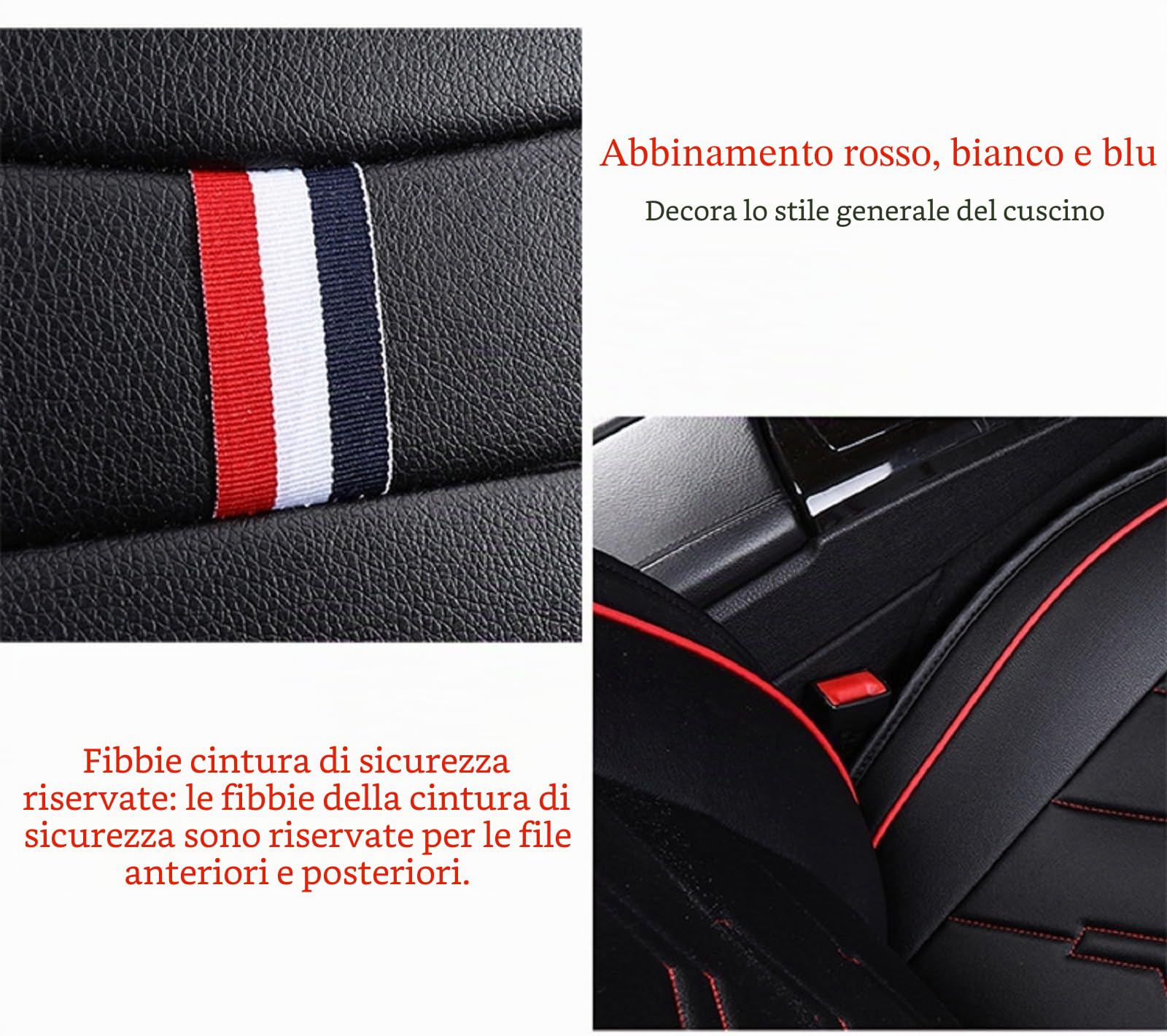 Coprisedili Auto Universale per Ford Ranger XL Raptor 2001-2024 2025, Impermeabile Copri Sedile Auto，Traspirante in Pelle Resistente all'Usura(Black-Red)