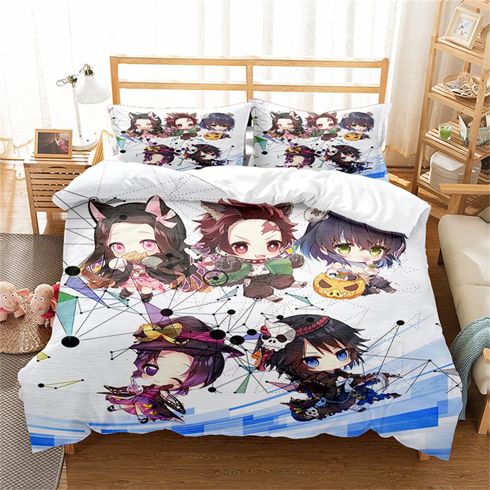 Ste-X Ds 02 Duvet Cover King Size Hotel Quality Bedding Set Demon Slayer Duvet Sets Soft Breathable 100% Poly Cotton Quilt Cover With Pillowcases (135X200cm(Single),)