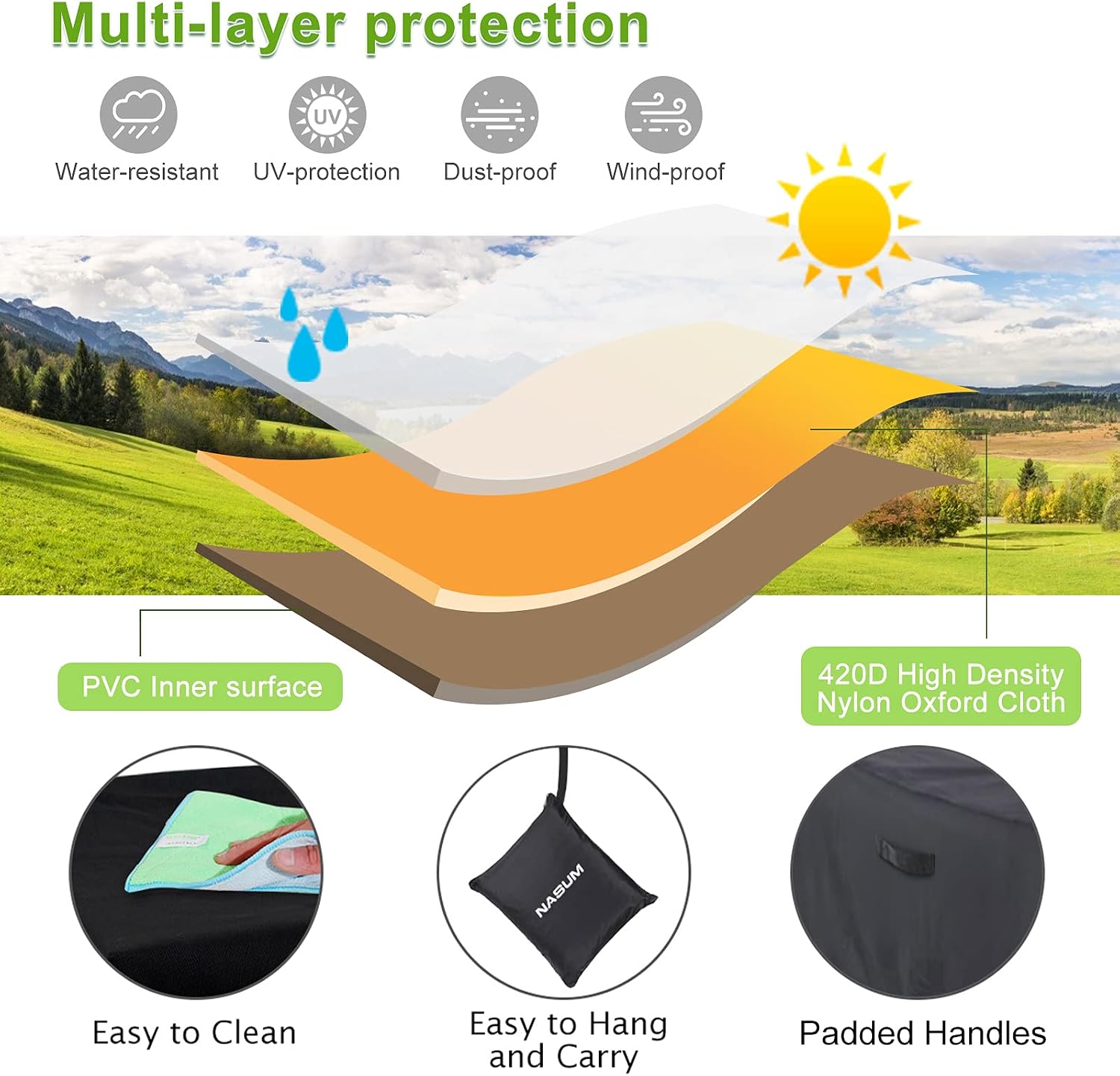 Patio Furniture Covers 108x 82x 28in, Larger Outdoor Table Covers, Rectangular Furniture Set Covers, 600D Oxford Fabric Heavy Duty Waterproof Cover, Windproof Waterproof Rain-Snow Proof Anti-UV