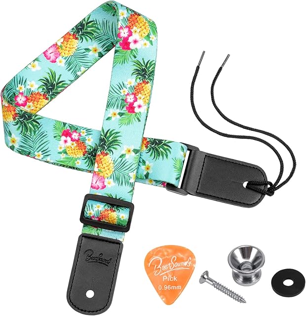 BestSounds Pineapple Ukulele Strap & Hawaiian Style Shoulder Strap Suitable for Soprano Concert Tenor Baritone String Instruments (Pineapple)