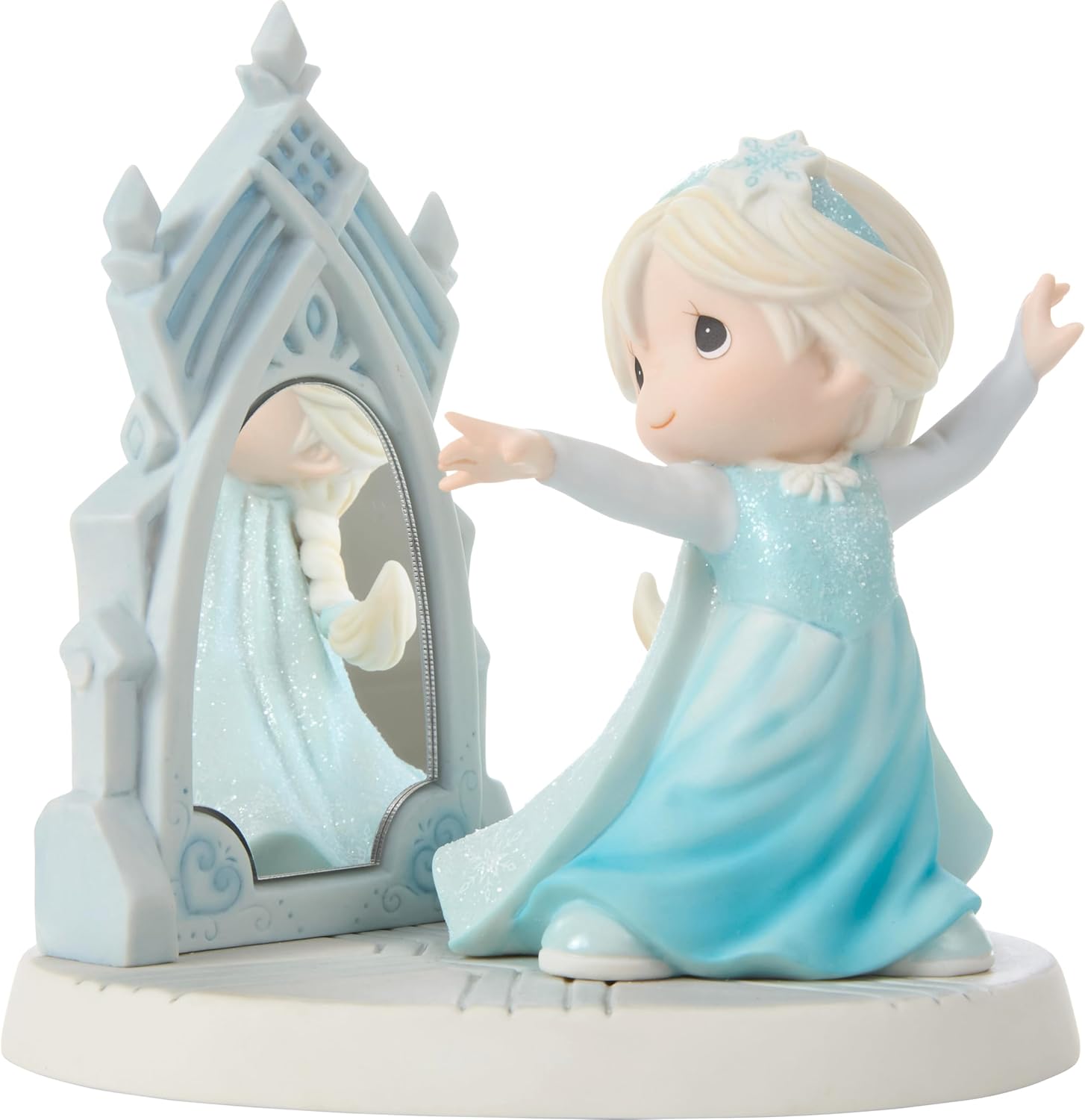 Precious Moments 252015 Disney Frozen Let Your Love Shine Through Elsa Bisque Porcelain Mirror Figurine, Princess Elsa Figurine with Glass Mirror, Disney Showcase Collectible
