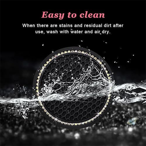 Miniatura 5 de Ziciner Paquete de 4 posavasos brillantes para automóvil, portavasos de cristal con diamantes de imitación, accesorios universales antideslizantes y