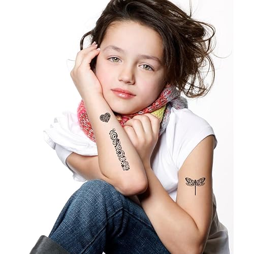 Miniatura 8 de 8 hojas de calcomanías temporales negras para tatuaje, exquisito patrón de encaje, fiesta de boda, fiesta, festivo, para mujeres y niñas, bricolaje