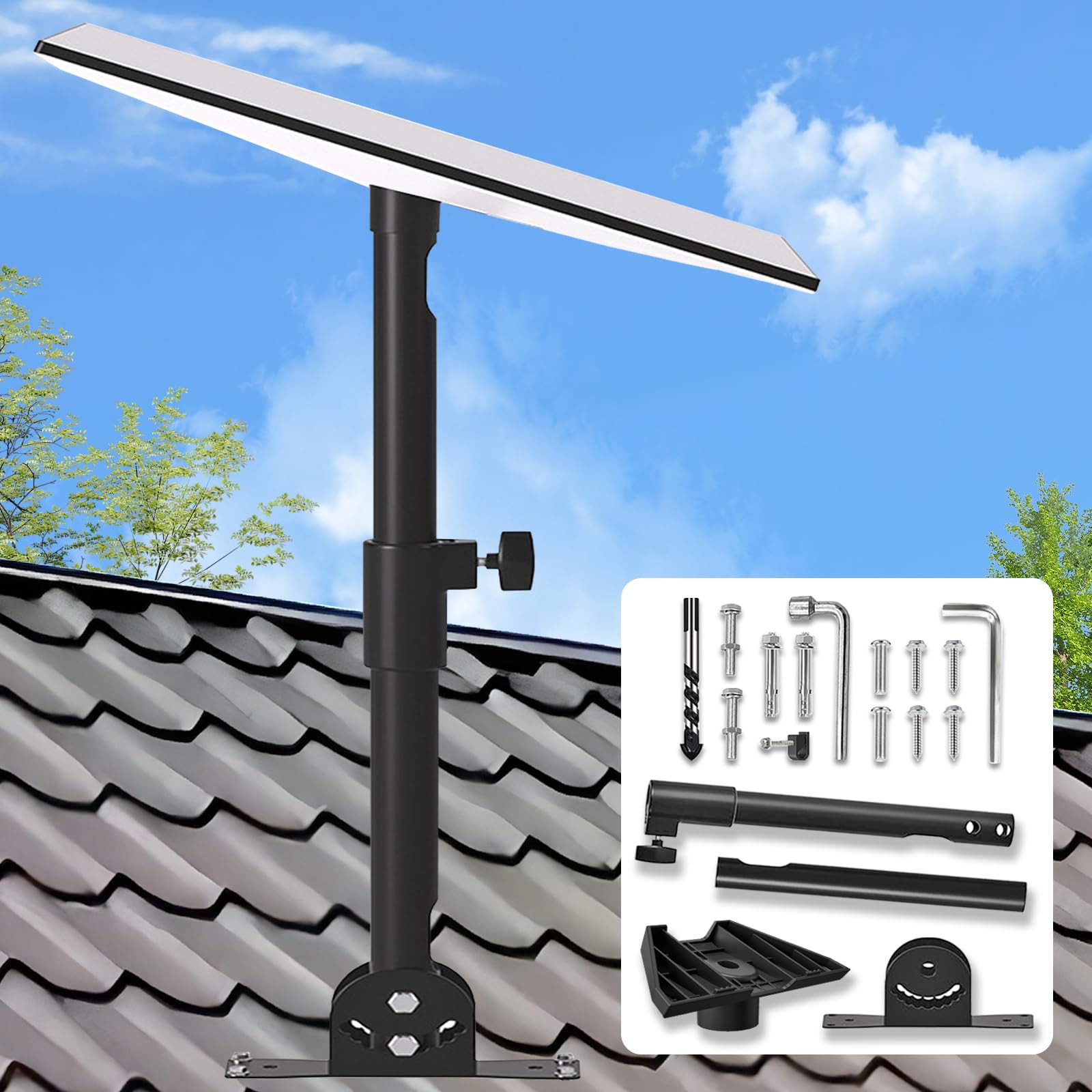 TOIMALDO Starlink Gen 3 Mount – Hidden Cable Design, Adjustable Pivot Bracket, Heavy-Duty Roof & Pole Mount with Pipe Adapter for Starlink Internet Kit