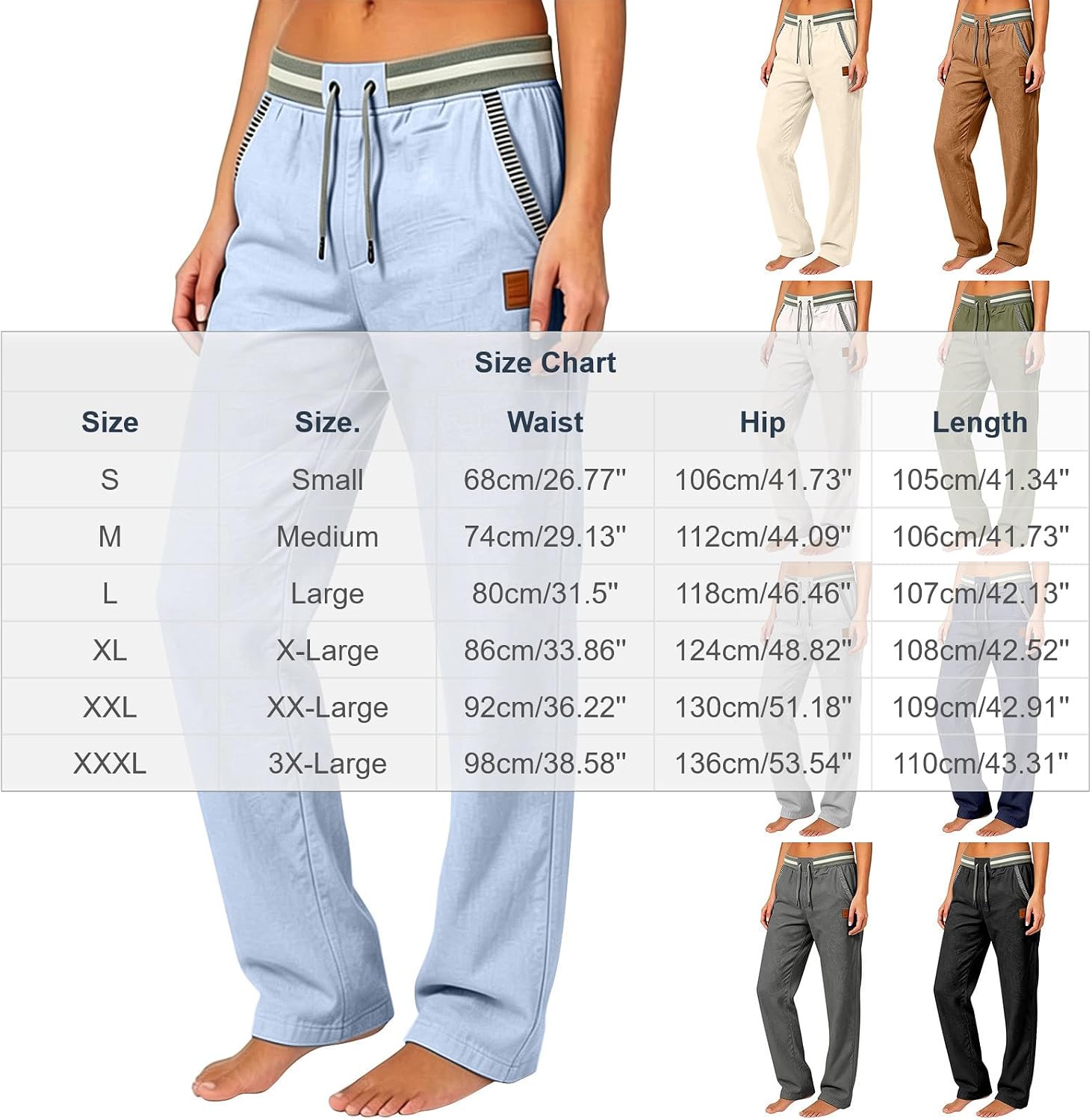 Cotton Linen Pants for Women Gauze Drawstring High Waisted Straight Leg Fall Trouser Casual Pant with Pockets