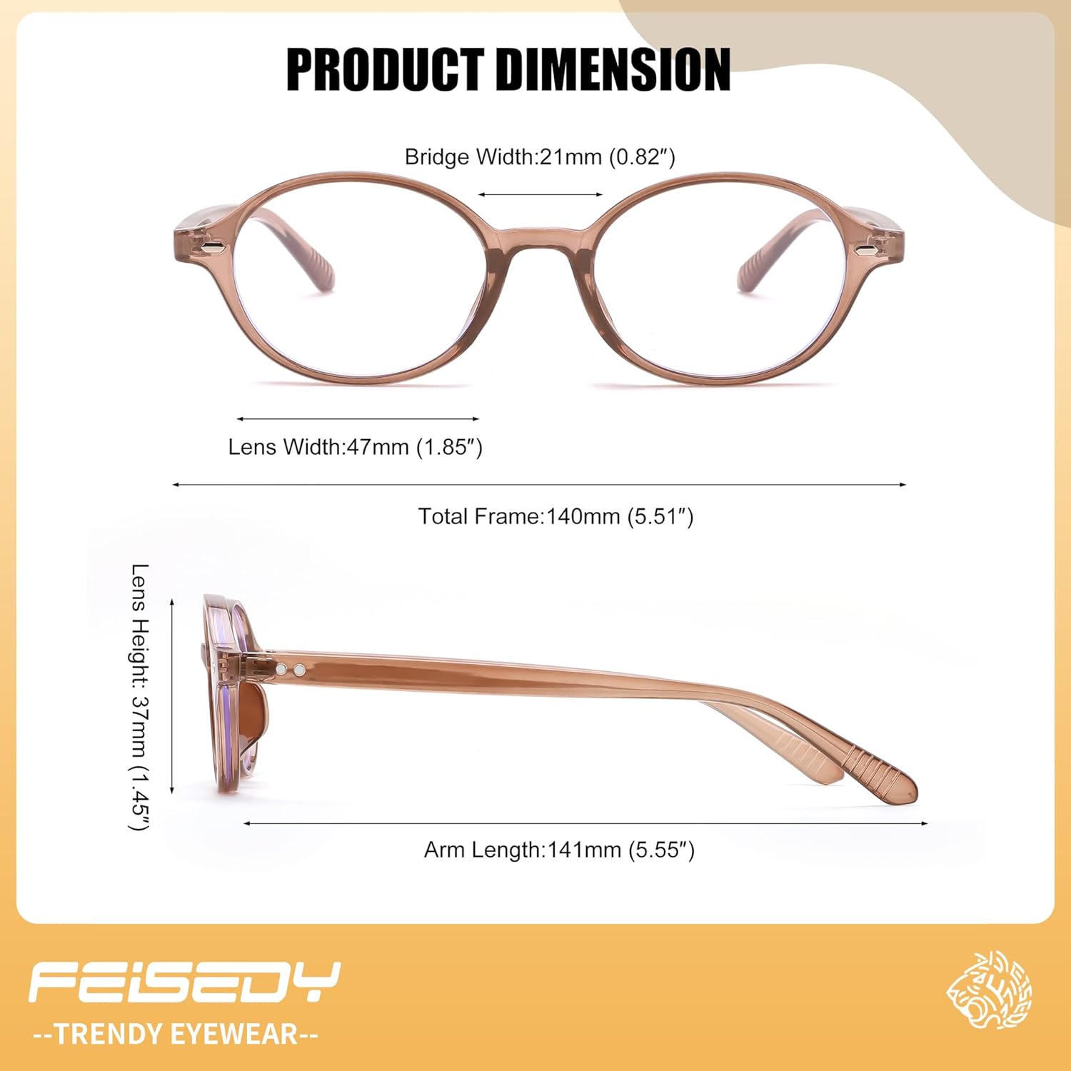 FEISEDY Vintage Oval Blue Light Glasses for Women Men Stylish Lightweight 90s Eyeglasses Fake Nerd Y2k Eyewear Frame B0242 - Image 6