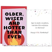 Funny 50th Birthday Card for Women - Older, Wiser and Hotter Than Ever