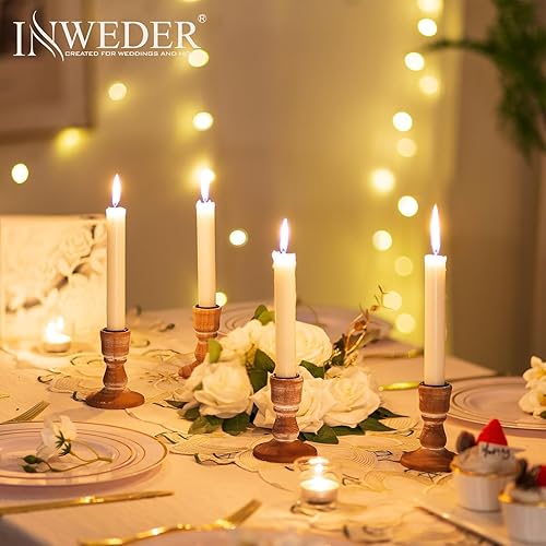 Miniatura 4 de Portavelas cónicos de madera candelabros de madera, decoración rústica de otoño para sala de estar, mesa de comedor, centro de mesa, juego de 10