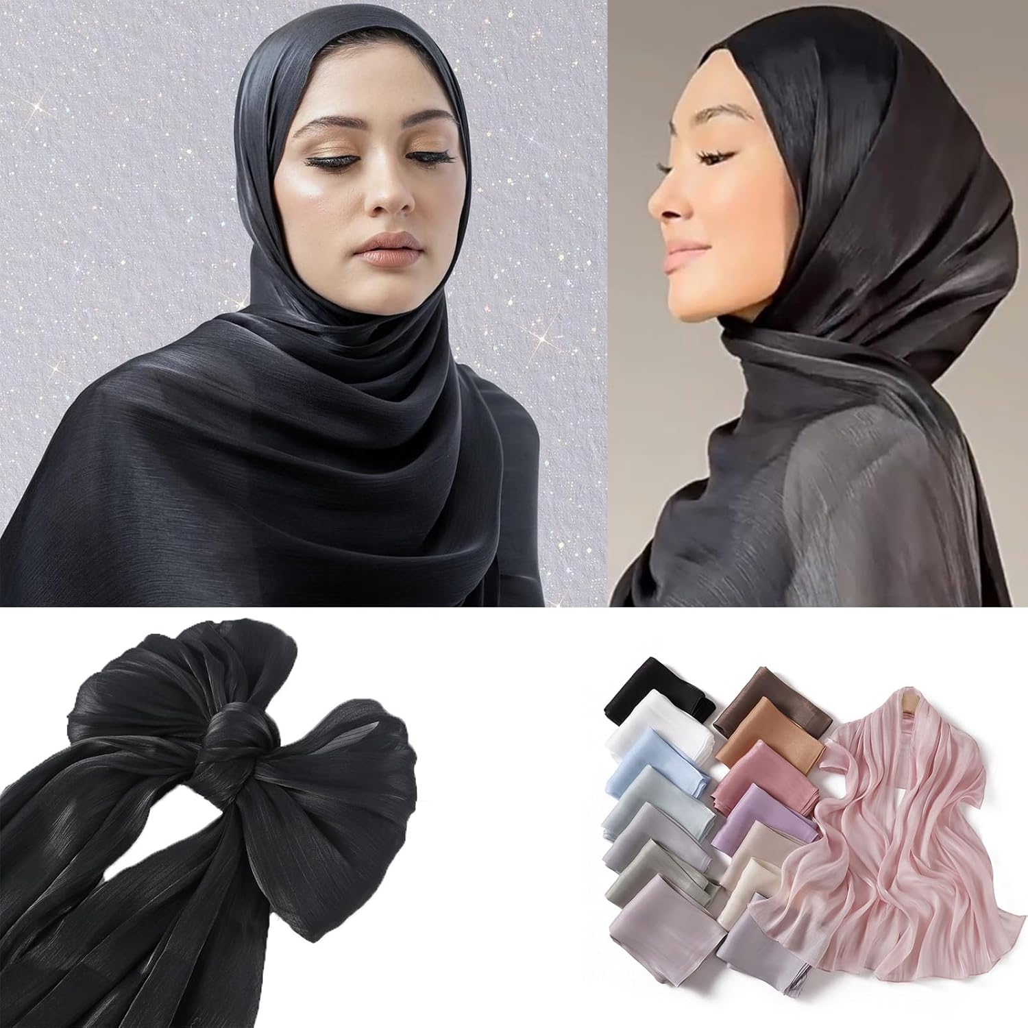 Women Premium Hijab Head Scarf Lightweight Shimmer Scarves Crepe Wedding Shawls and Wraps for Evening Dresses Shiny - Image 6