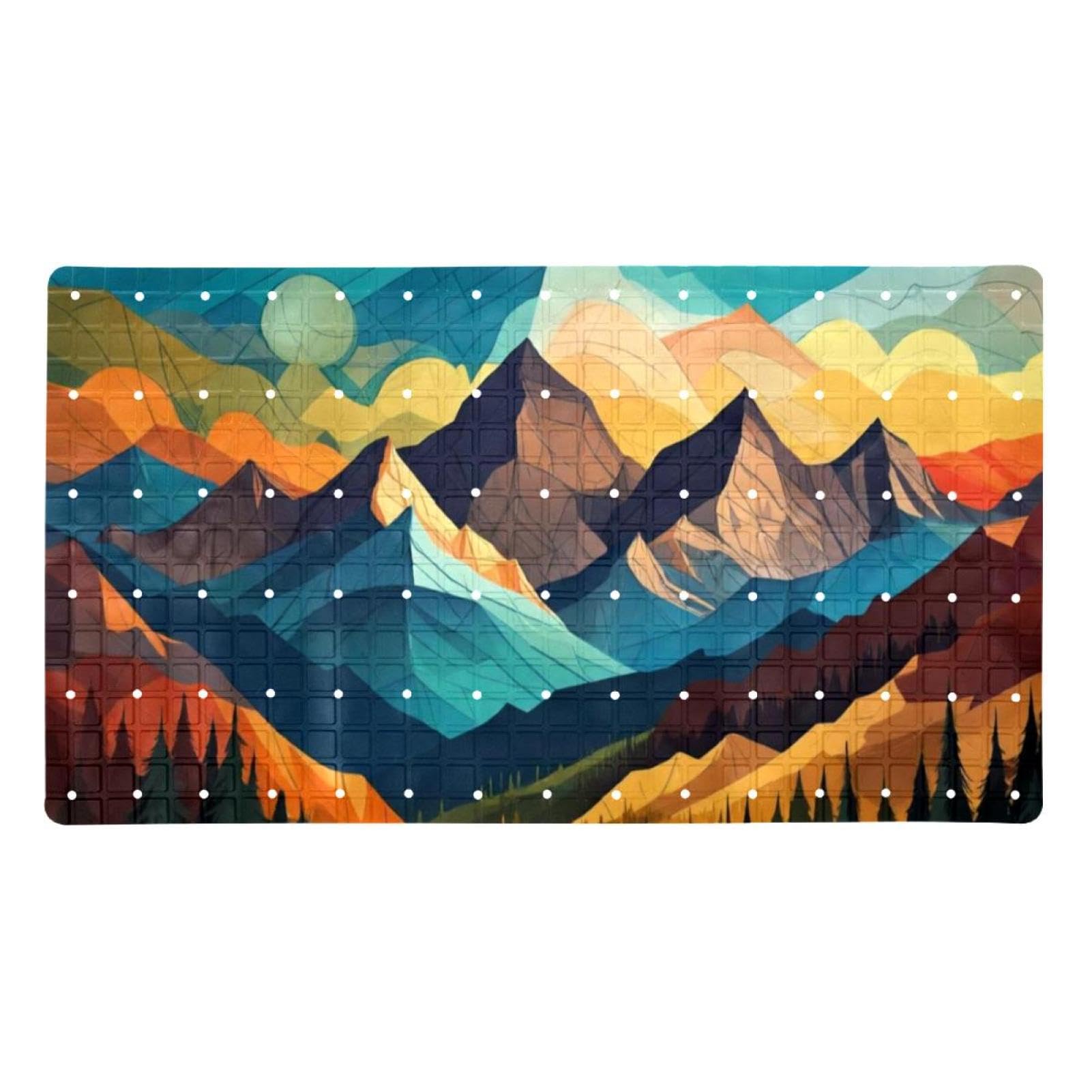 Tapis de bain antidérapant en PVC robuste et design montagnard