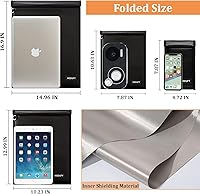 Vista 2 de Paquete de 4 bolsas Faraday para portátiles, tabletas, radio y llaves de coche, jaula Faraday, protector de llavero Faraday, bolsa RFID impermeable