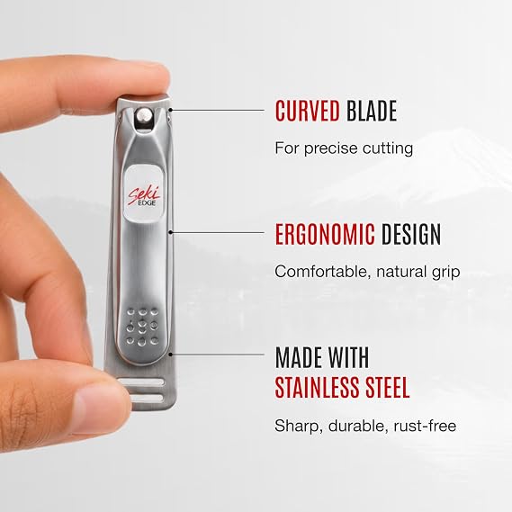 Seki Edge Nail Clippers (SS-106) - Stainless Steel Fingernail Clippers for Men & Women - Sharp Cutting Edges for Thick Nails - Professional & Home Use - Made in Japan