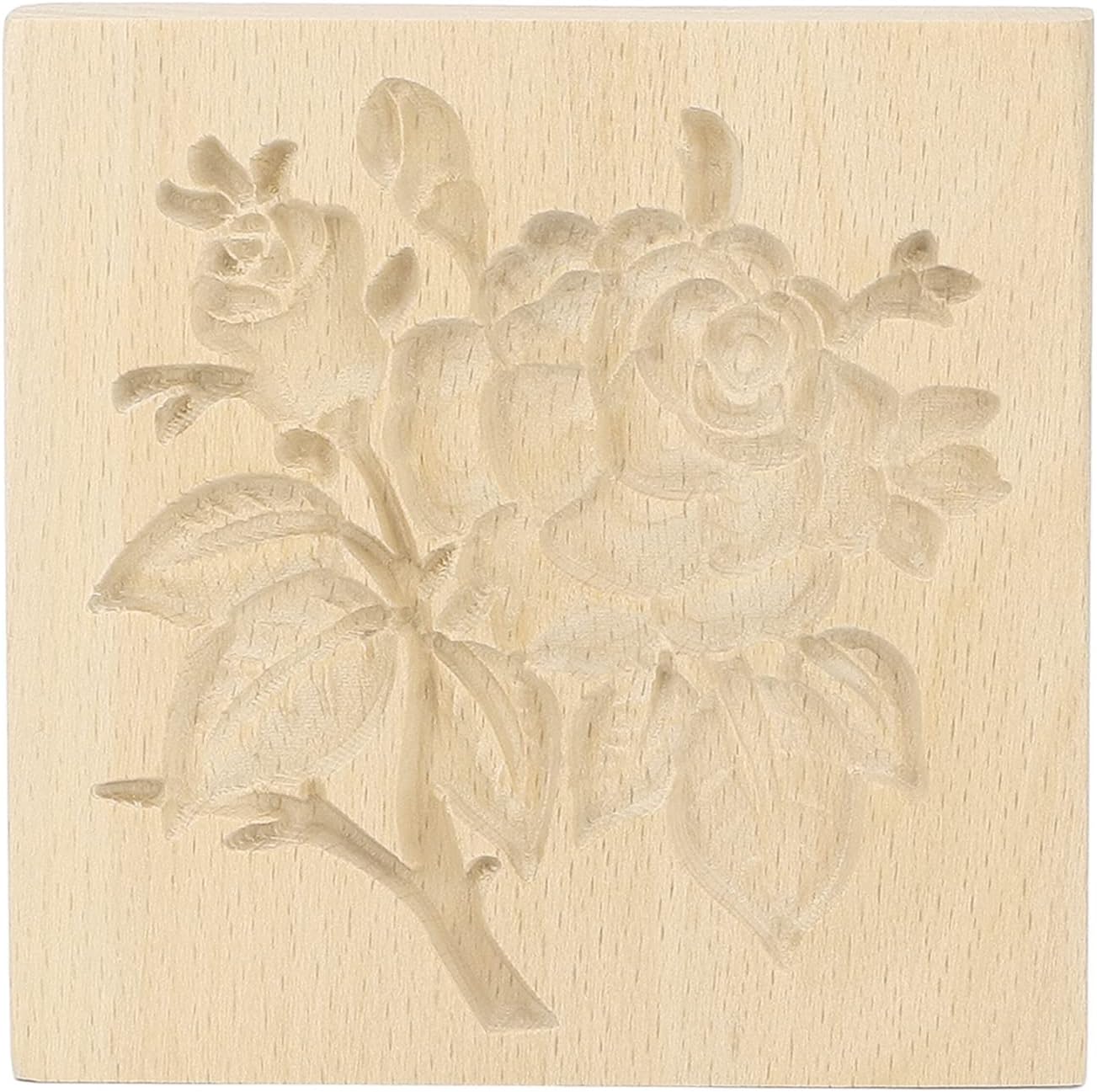 Biscuit Press Stamp Wooden Cookie Easy Release Reusable Washable Carved Biscuit Press Stamp for Home