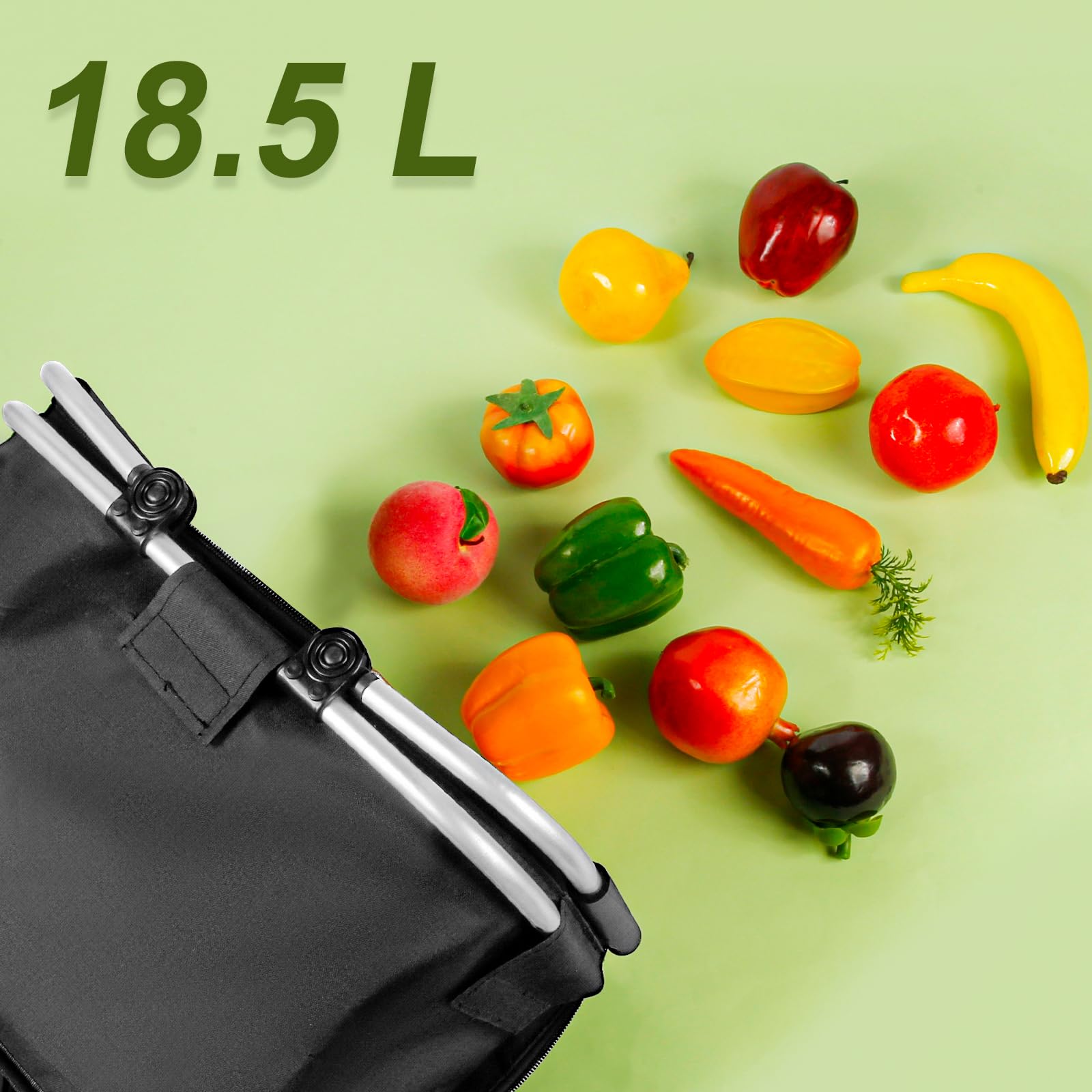 Cesta de Picnic, Comius Sharp Cesta de la Compra Plegable de 18,5 L, Cesta de Picnic Plegable con Aislamiento, Mango de Aluminio Portátil Deslizante, Cesta de la Compra para Trabajo/Viajes/Compras