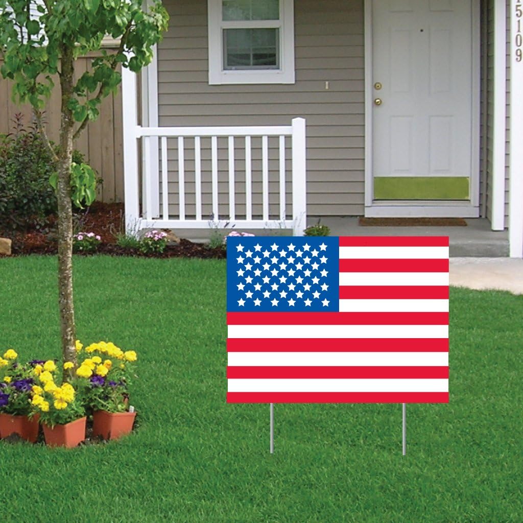 American Flag Yard Sign, 18x24 Inches, Two Sided, USA Flag Yard Sign, Made in America, VictoryStore Yard Signs