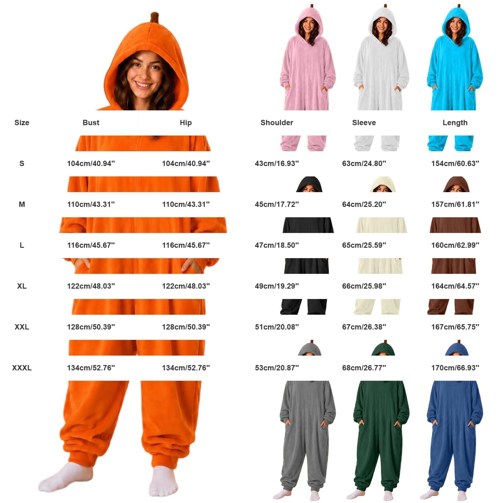 Pigiama Intera Halloween Donna, Costume Halloween Zucca con Cappuccio, Tuta Onesie Invernale Divertente, Pigiama Completo Adulto da Casa per Carnevale, Festa, Cosplay, Natale e Serate a Tema