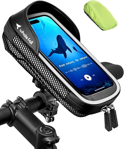 Miniatura 10 de whale fall Soporte giratorio para teléfono de bicicleta de 360°, bolsa impermeable para manillar con pantalla táctil y almacenamiento, soporte