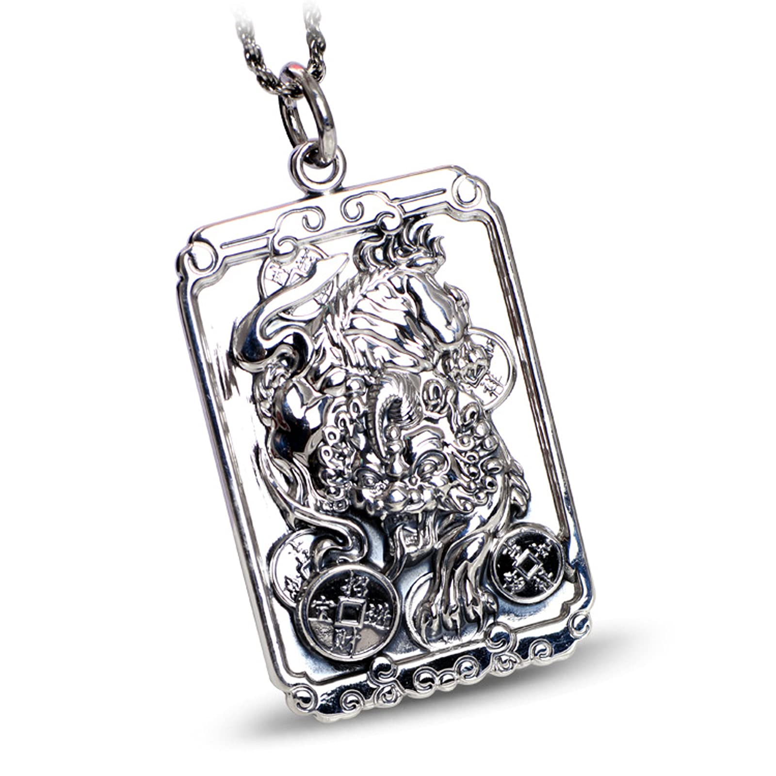 Pendentif Argent Sterling 999 Pixiu Mantra Haute Qualité
